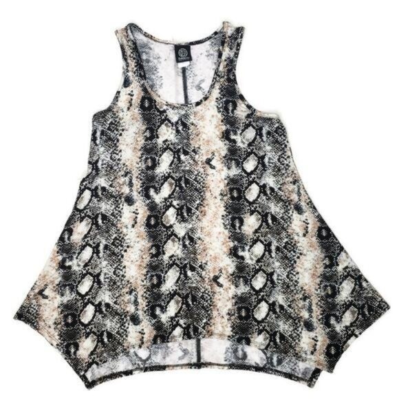 Bobeau Sleeveless Snake Print Handkerchief Hem long Tank Top or mini dress small - Picture 3 of 6